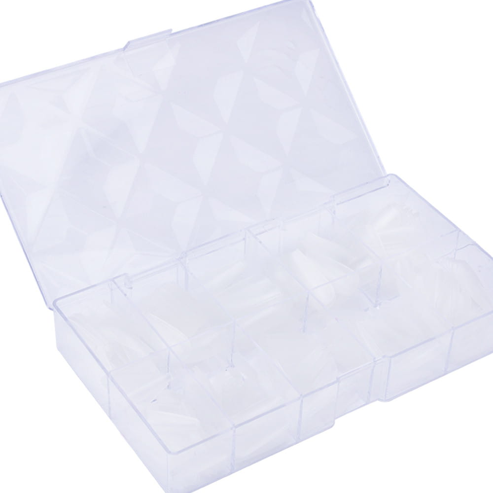 Nail tips in a box, ballerina shape, clear matt, model 7, 10 sizes, 500 pcs