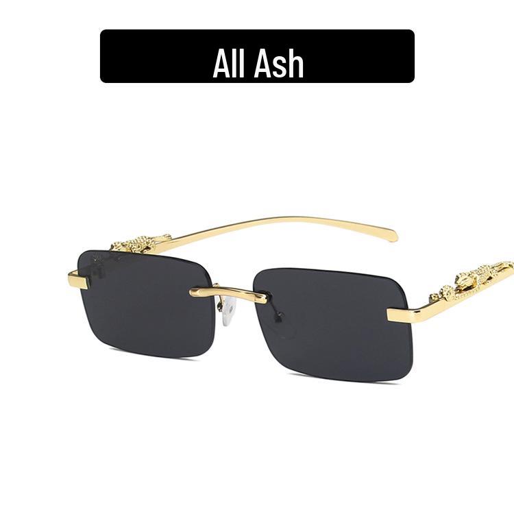Cheetah Frameless Square Retro Leopard Metal Sunglasses 2022 Trend