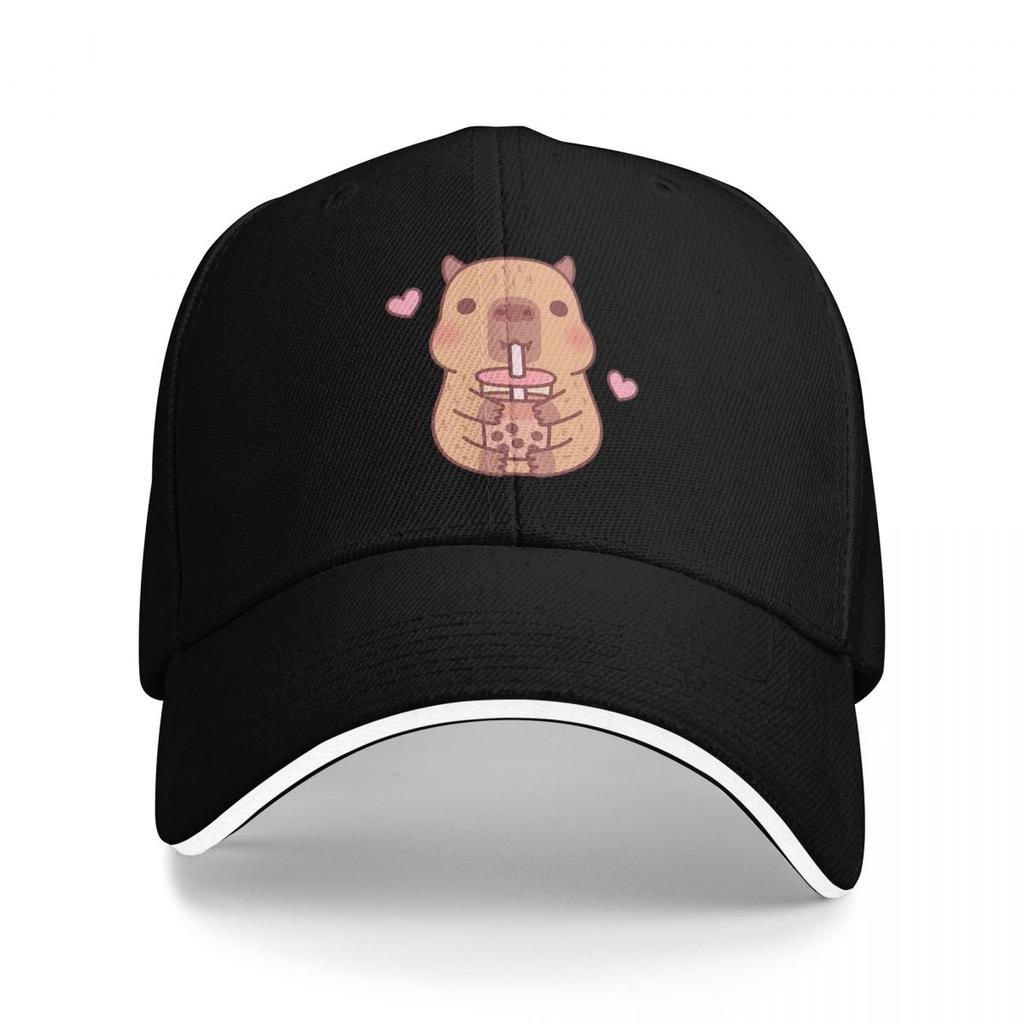 Милая Капибара Любит Бабл-ти Термобейсболки Snapback Кепки-бейсболки Дышащие Повседневные Кепки для улицы Унисекс