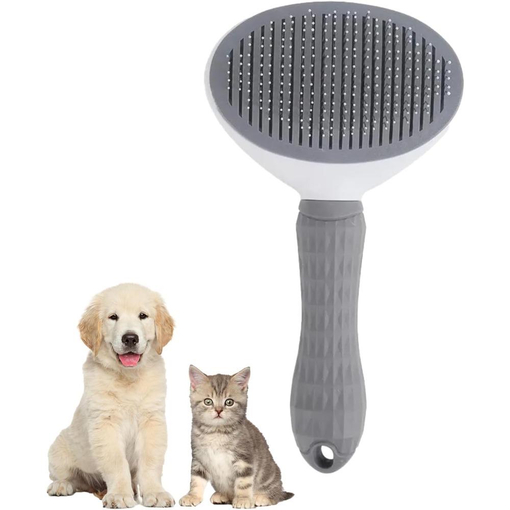 Cat Grooming Brush, Self Cleaning Slicker Brushes for Dogs Cats Pet Grooming Brush Tool Gently Removes Loose Undercoat