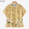 Women Summer Casual Short Sleeve Floral Print Blouse