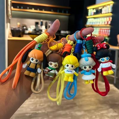 Blind Box Large Keychain Cartoon Couple Keychain Pendant Pvc Soft Rubber School Bag Pendant