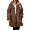 2023 Winter Women's Loose Plush Long-Sleeved Hooded Zipper Cardigan Jacket