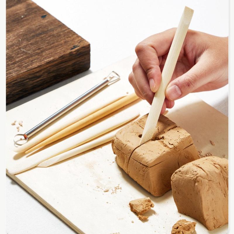 Pottery Tools Bamboo Clay Sculpture 6-Piece Set Clay Sculpture Fine Carving Figure Pottery Clay Knife Art Supplies