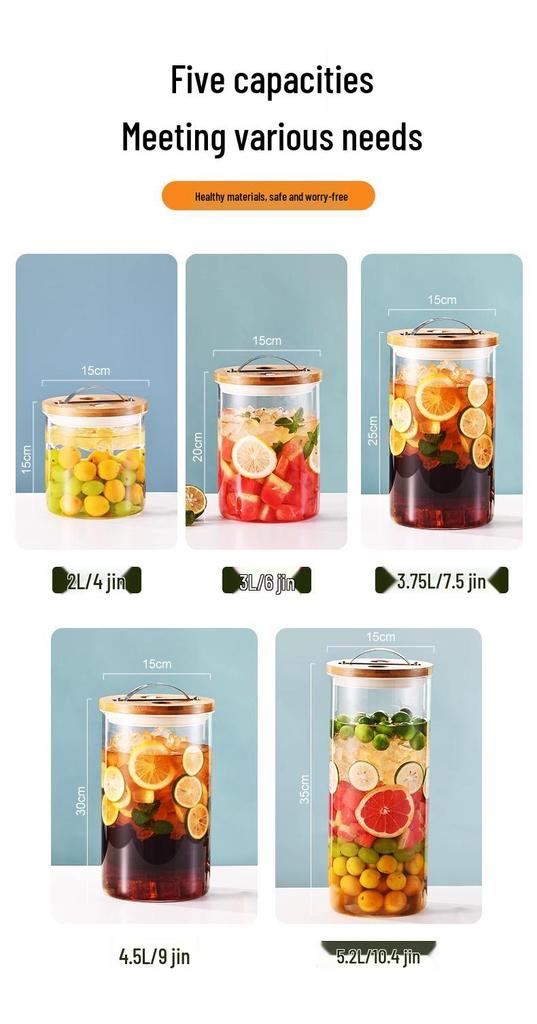 Стеклянный диспенсер для напитков большой емкости с краном для холодных напитков и фруктового чая