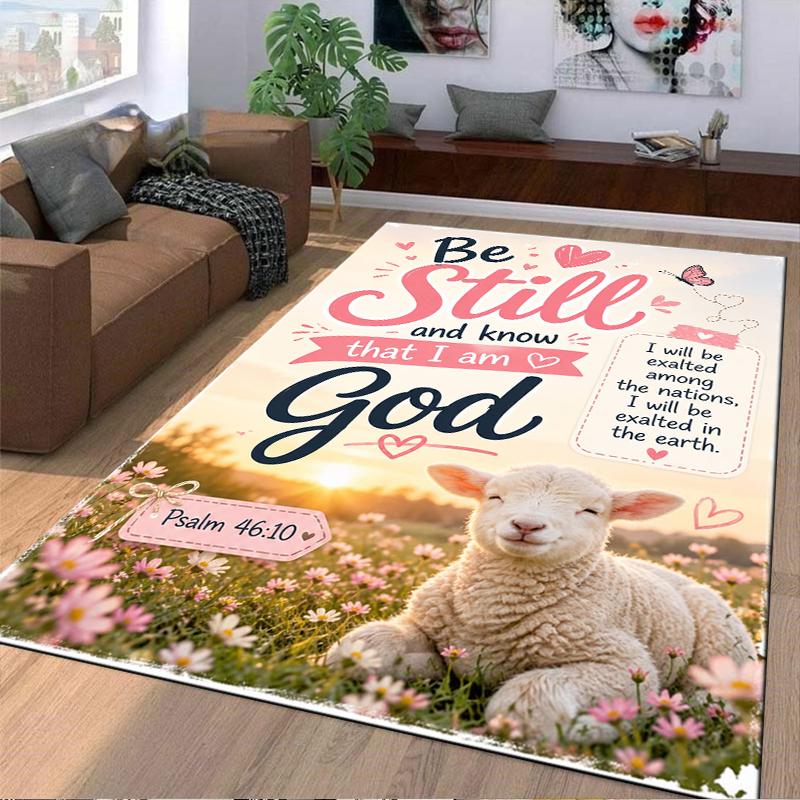 Be Still and Know God Psalm 46:10 Non-slip rug suitable for living room and bedroom sofas