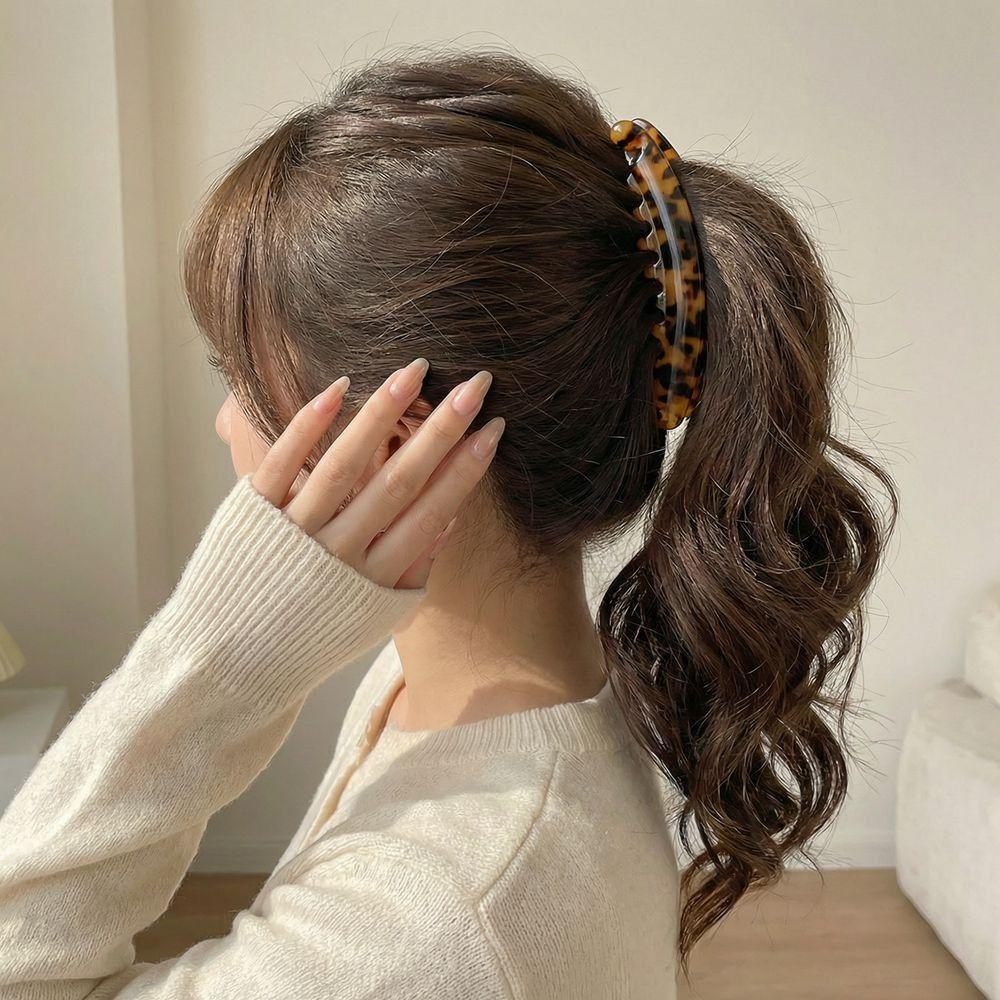 Large Size Tortoiseshell Pattern Ponytail Barrettes Plastic Banana Hair Clip  Daily