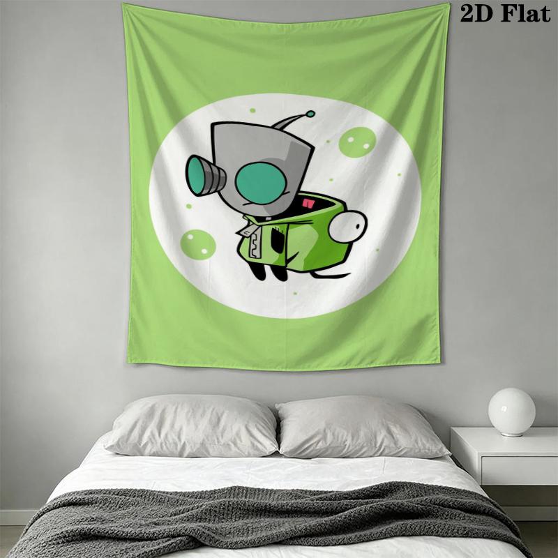 Invader Zim Wall Tapestry Aesthetic Wall Hanging Printed Fabric Blanket Decorative Tapestries for Bedroom Living Room Home Decor