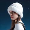 Зимняя плюшевая лыжная женская утолщенная теплая защитная шапка из кроличьей шерсти