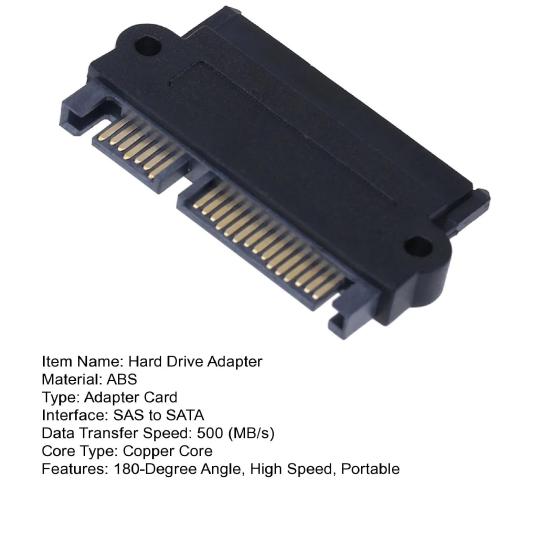 SFF-8482 Hard Disk Drive Adapter SAS To 22Pin SATA 180-Degree Angle 5Gbps HDD Converter Connector Straight