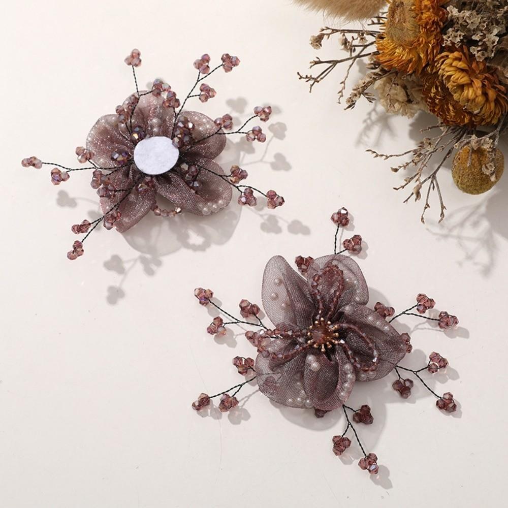 Vintage Ancient Organza Flower Applique Sheer Organza Brooch Embellishment Hairpin Making