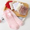0-7Yrs Baby Girls Socks Toddlers Bow Long Sock Kids Knee High Soft Cotton Mesh Spanish Style Hollow Out Lace Baby Socks