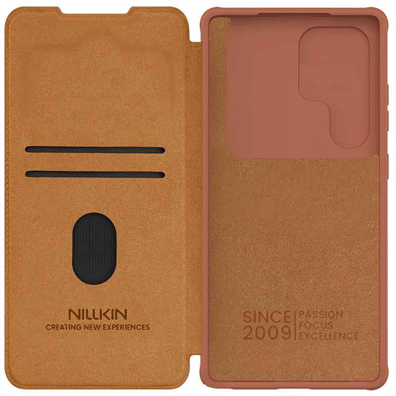 Чехол для Samsung Galaxy S25 Ultra S25 Plus Nillkin Qin Pro Флип-чехол из кожи Ультратонкий чехол-книжка со сдвижной крышкой для камеры Защитная крышка для объектива