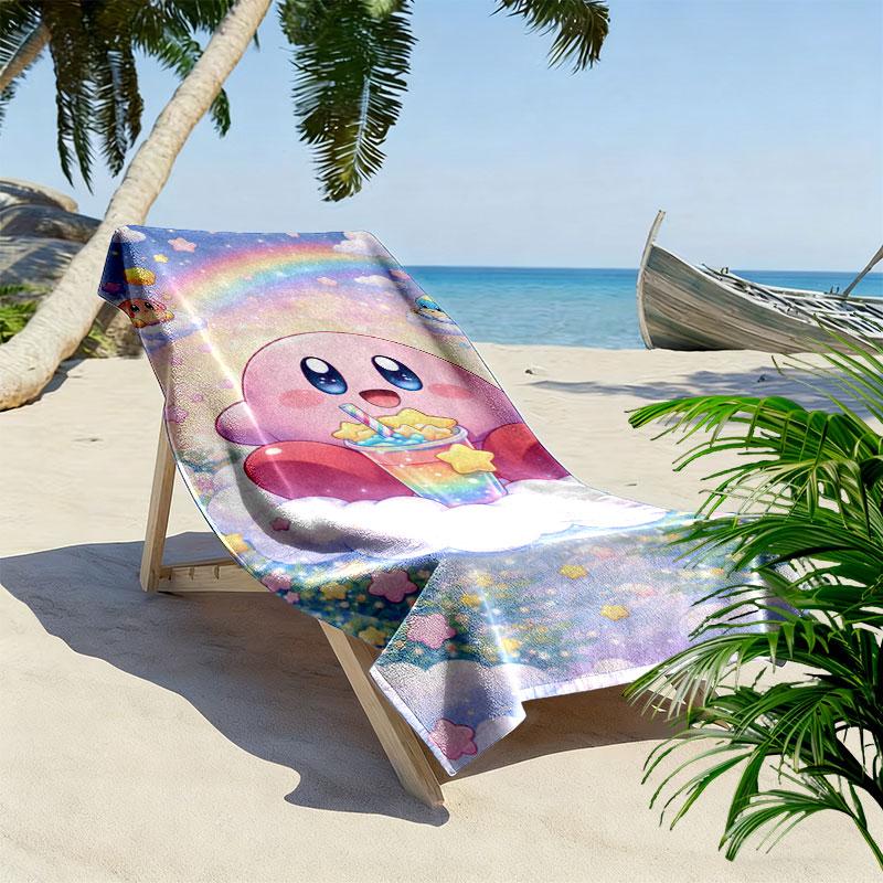 Kirby poster Print Beach Towel, Large Soft Quick Dry Towel for Beach Camping Swimming