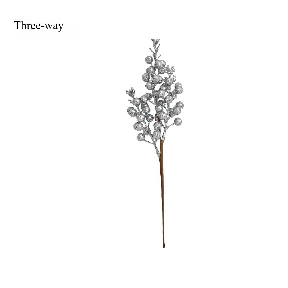Hot-selling 3 forks 5 forks gold powder berry simulation Christmas tree decoration accessories Christmas decoration scene arrangement
