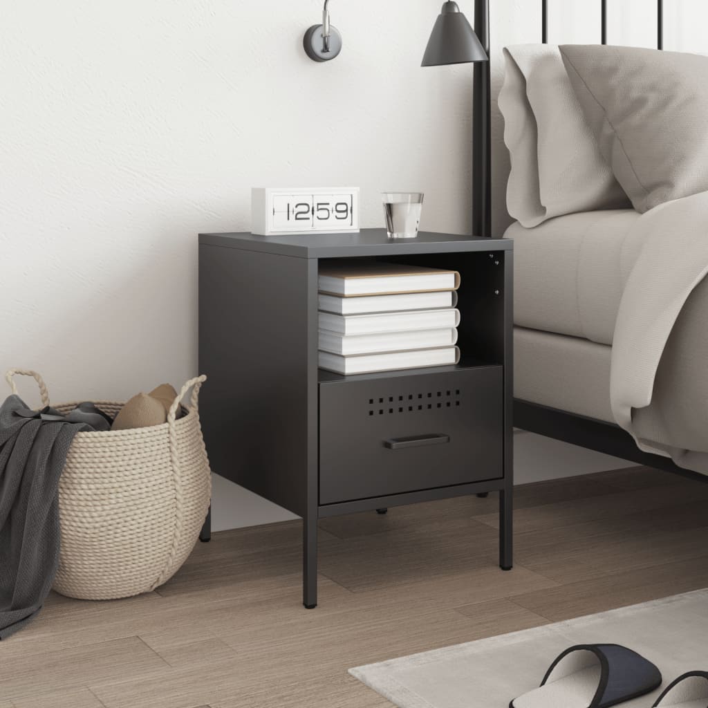 Nightstand Black 36 x 39 x 50.5 cm Steel