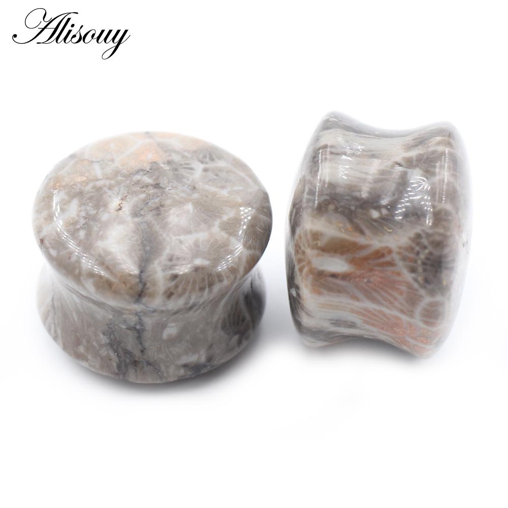 Alisouy 1 шт., натуральный камень, грибной узор, расклешенные ушные туннельные пробки, расширитель для носилок, измерительные приборы, серьги, украшения для тела, пирсинг