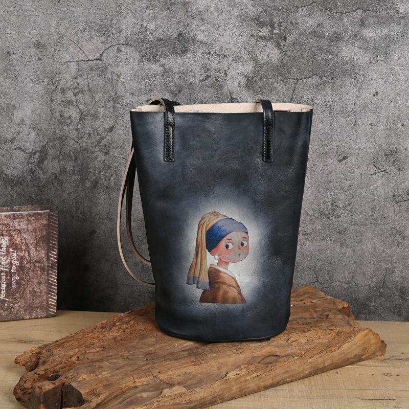 Женская сумка из натуральной коровьей кожи в стиле ретро, ​​сумки на плечо большой емкости из натуральной кожи для отдыха