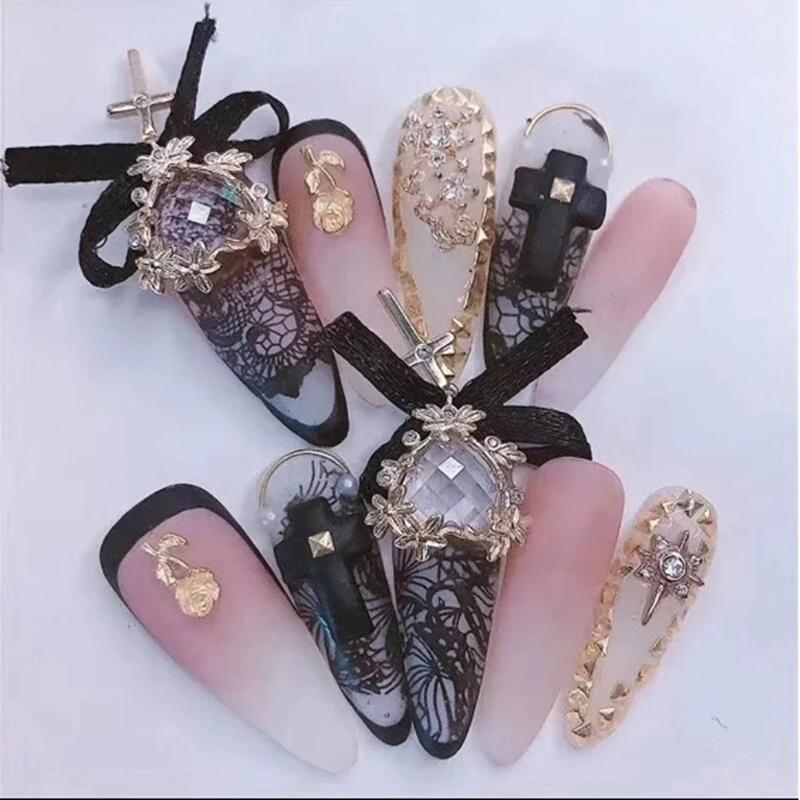 10 рулонов/коробка Белый Черный Кружевной Набор Фольги для Нейл-арта Наклейки для Переноса на Ногти Бумага для DIY Маникюра Аксессуары для Украшения Ногтей