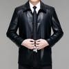 Men's Autumn and Winter Genuine Leather Jackets Men's Sheepskin Middle-aged Dad Wear Lapel Leather Jackets