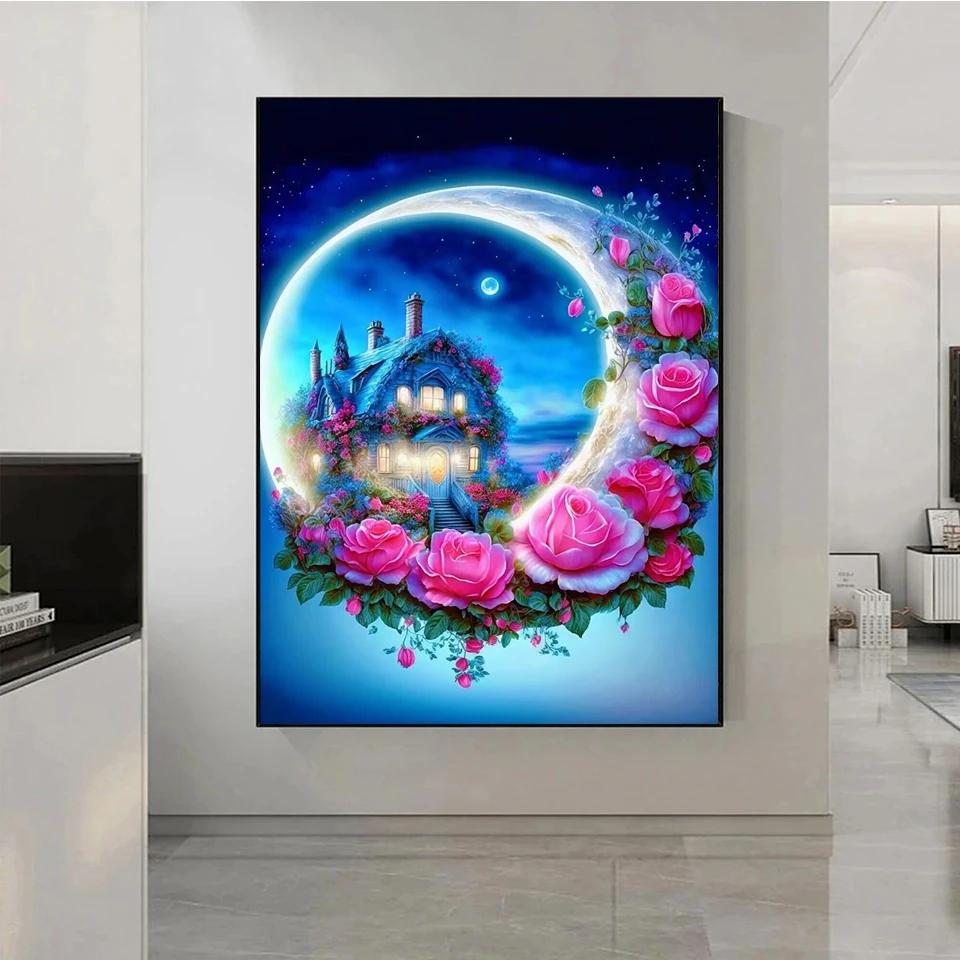 Романтический пляжный пейзаж алмазная живопись Роза Бабочка Любовь DIY Мозаика Алмазная вышивка 5D вышивка крестиком цветок домашний декор S448