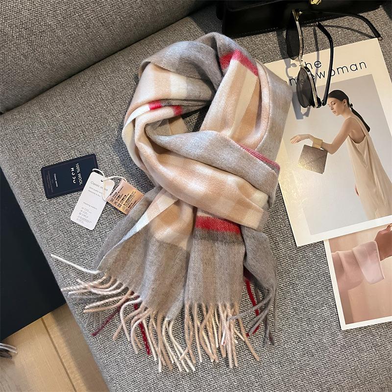 100% Wool Australian Pure Wool Plaid Scarf Winter Versatile Warm Couple Scarf