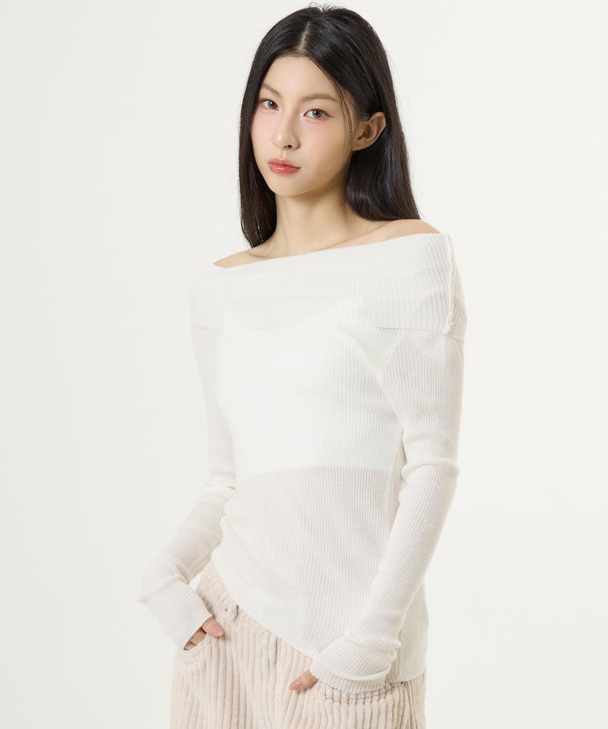UNKNOWN PLANET Off-Shoulder Knit Top White