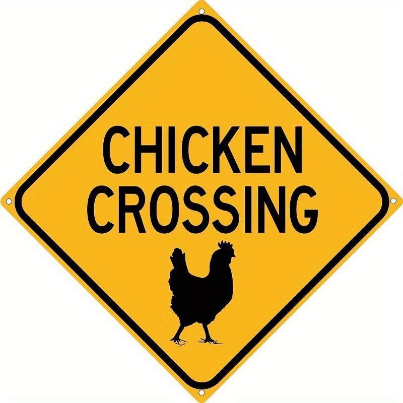Funny Chicken Crossing Aluminum Sign Vintage Farmhouse Wall Decor x Inch