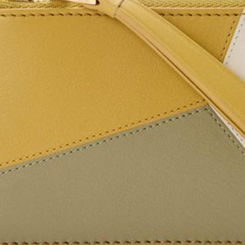 Loewe Puzzle Geometric Pattern Color Block Leather Card Holder Women accessories Ginger Sea-Salt C510Z40X27-6877