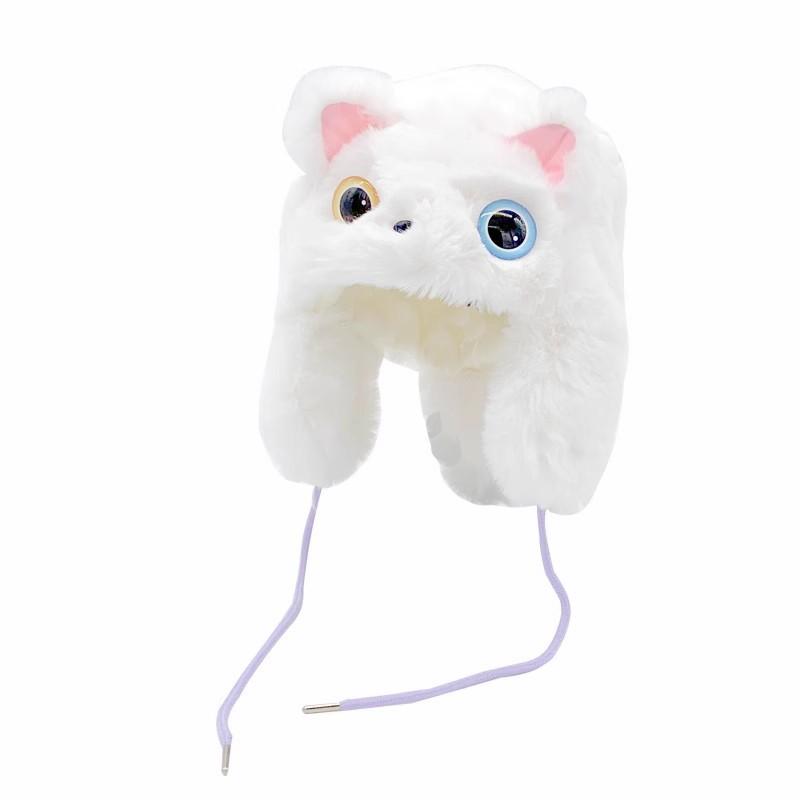 Теплая женская осенне-зимняя защита от холода утолщенная шапка с защитой ушей плюшевая шапка мультяшная кошачьи ушки с большими глазами шапка-пуловер