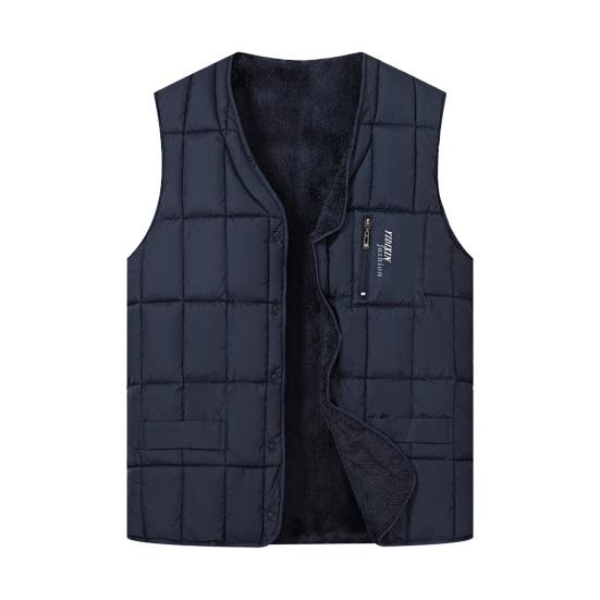 Yousheng мужской жилет с V-образным вырезом без рукавов однобортный стеганый жилет пальто с карманами на молнии однотонная плюшевая подкладка утолщенный терможилет куртка
