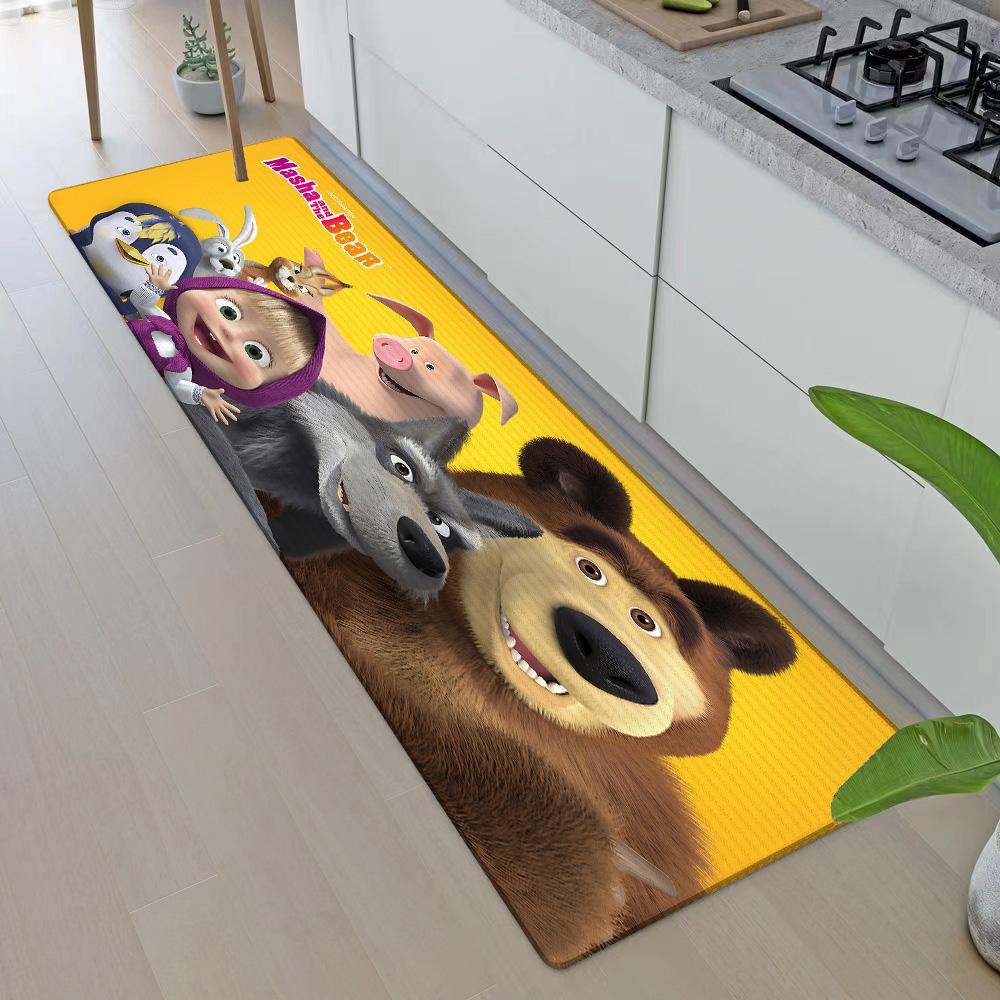 Entrance Front Door Doormat M-Masha And The B-Bears Non-slip Kitchen Rug Living Room Rugs Balcony Bathroom Foot Mat Floor Mats