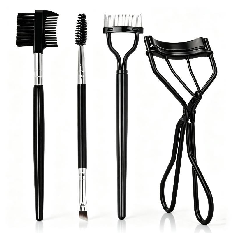 4 Pieces Eyelash Eyebrow Makeup Tool Set With Eyelash Curler Brushes And Combs Perfect For Daily Makeup And Travel Use