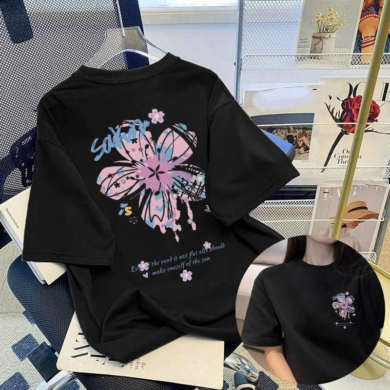 Summer Kids Adult Fashion Print Short Sleeve T-Shirt Outdoor Casual O-Neck Oversized Women's Tees Top Girl Clothing