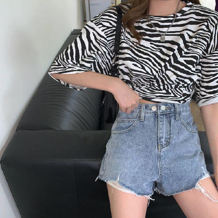 High Waist Ripped Denim Shorts - Women's Summer 2025 A-Line Hot Pants