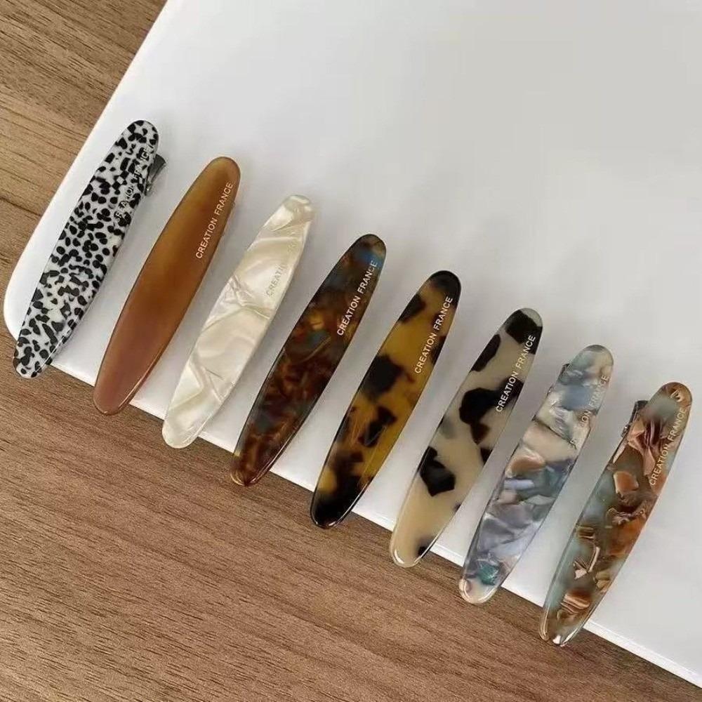 8 Pcs/Set Luxury Bangs Barrettes Colorful Duckbill Clip Fashionable Side Clip Hairpin for Women