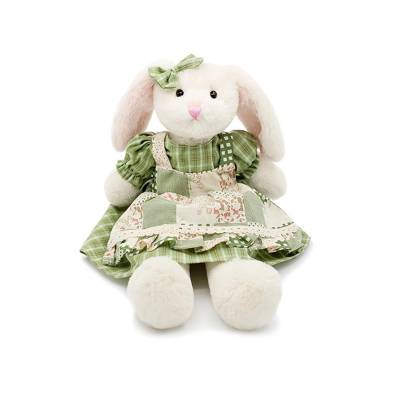 Small Soft Stuffed Animal Bunny Wearing Retro Dress Rabbit Plush Toy for Baby Girls Toys Cuddly Dolls Easter Birthday Gifts