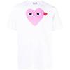 COMME des GARCONS PLAY Весна/Лето 2025 Розовая футболка 'Белая' с принтом Сердца и Красным Логотипом Мужская AX-T106-051-4