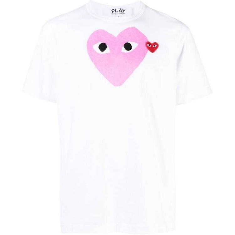 Comme des Garçons PLAY COMME des GARCONS PLAY SS25 Printed Heart with Red Emblem Pink T-Shirt 'White' Men's AX-T106-051-4