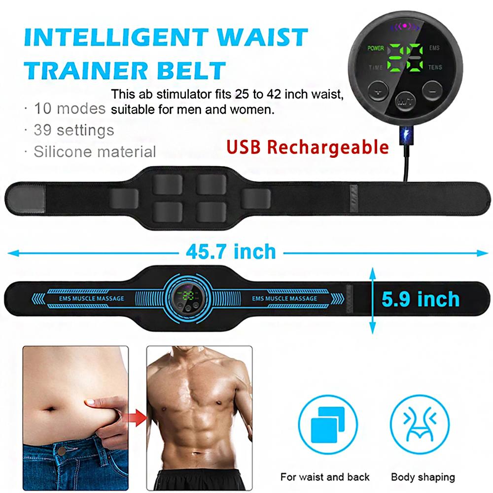 Электрический тренажер для брюшного пресса EMS, стимулятор мышц, тонер, пояс для похудения, устройство для похудения, коррекция фигуры, сжигание жира, фитнес