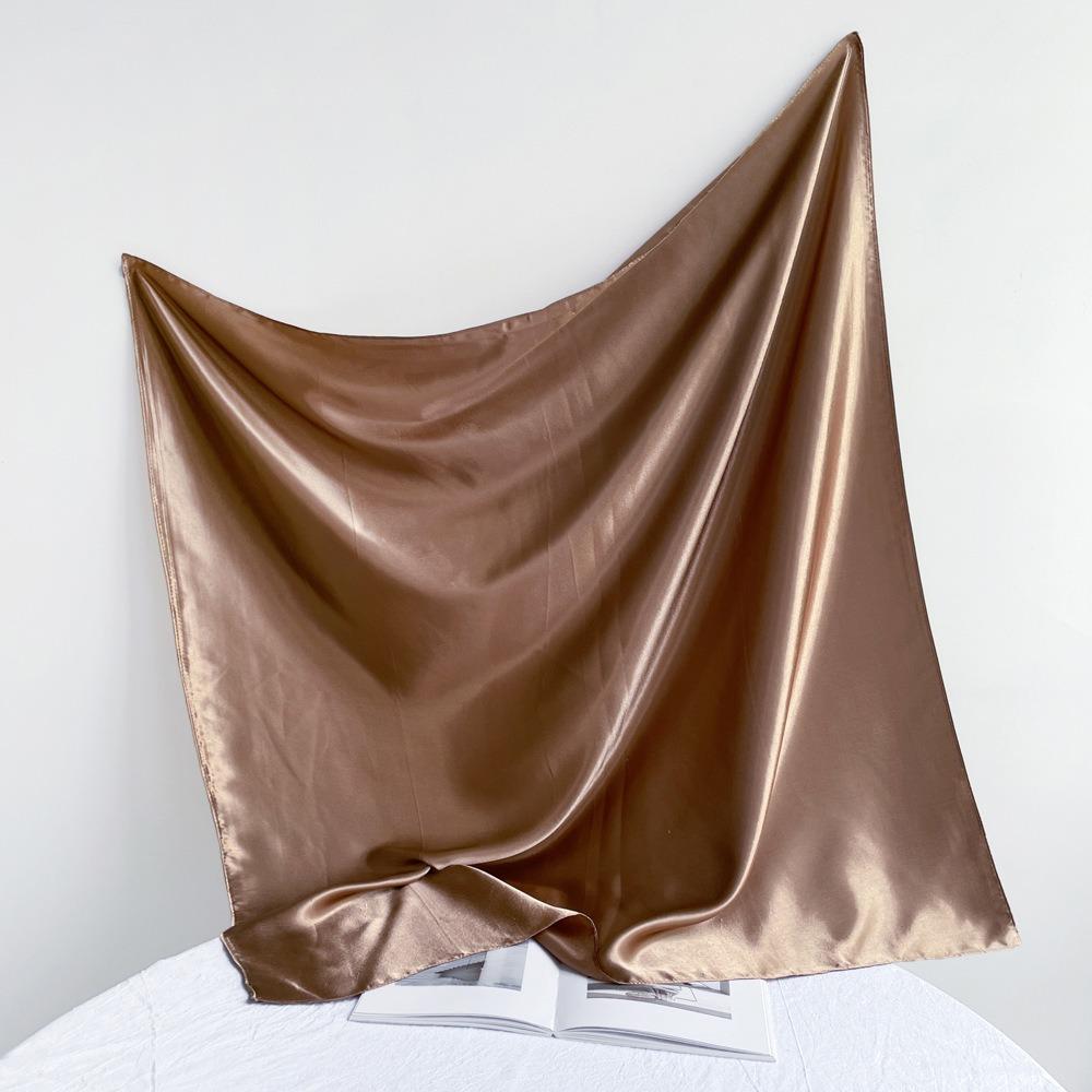90*90СМ Однотонный Квадратный Шарф для Женщин Шарф и Головной Платок Сатиновый Модный Блестящий Шелковый Шарф