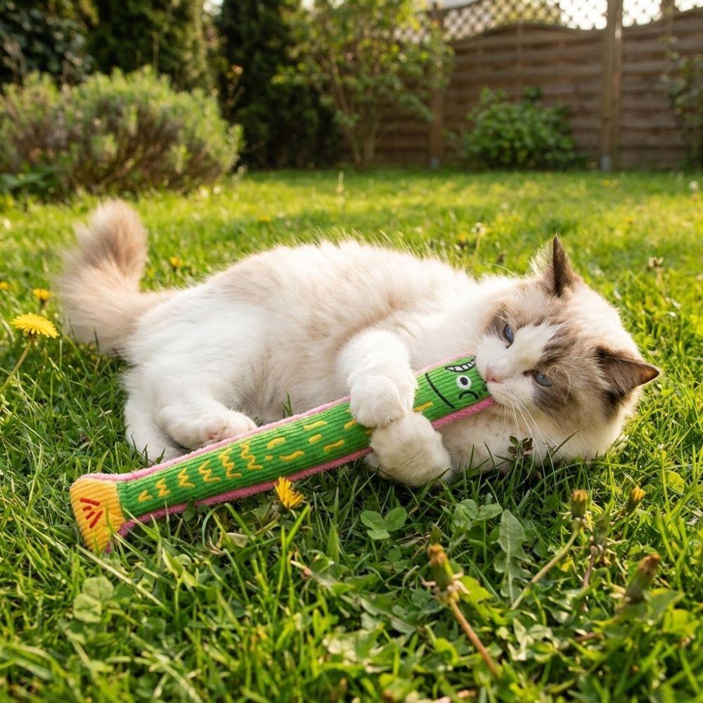 Long Fish Cat Fish Shaped Toy Cartoon Interactive Molar Toy Cat Teaser Stick Kitten Play