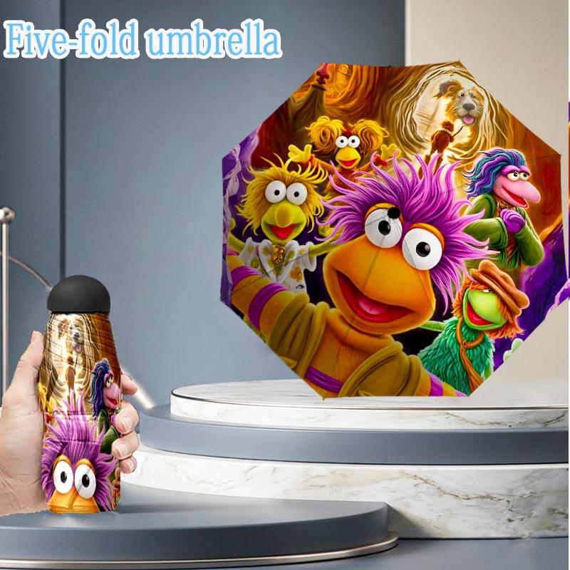 Muppet Show: Friendship Adventure Mini Five-Fold Lightweight Umbrella, Eight-Bone Frame, Perfect for Home Travel and Outdoor Use in Any Season