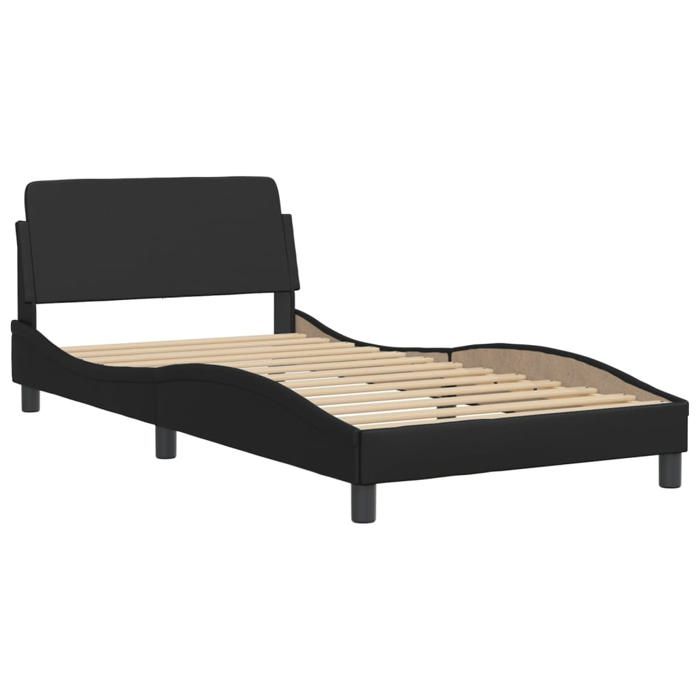 VidaXL Bed Frames with Headboard, Upholstered Bed with Slatted Base, Single Bed with Bedroom Footboard, Black 100x200 Cm 373138