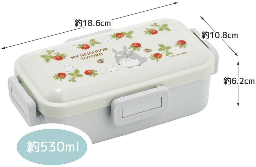 Skater Bento Single Made In Dishwasher and Microwave Ghibli Totoro Raspberry Box, 530ml, Tier, Japan, Leak-Resistant, 4-Point Lock, Safe, Design,