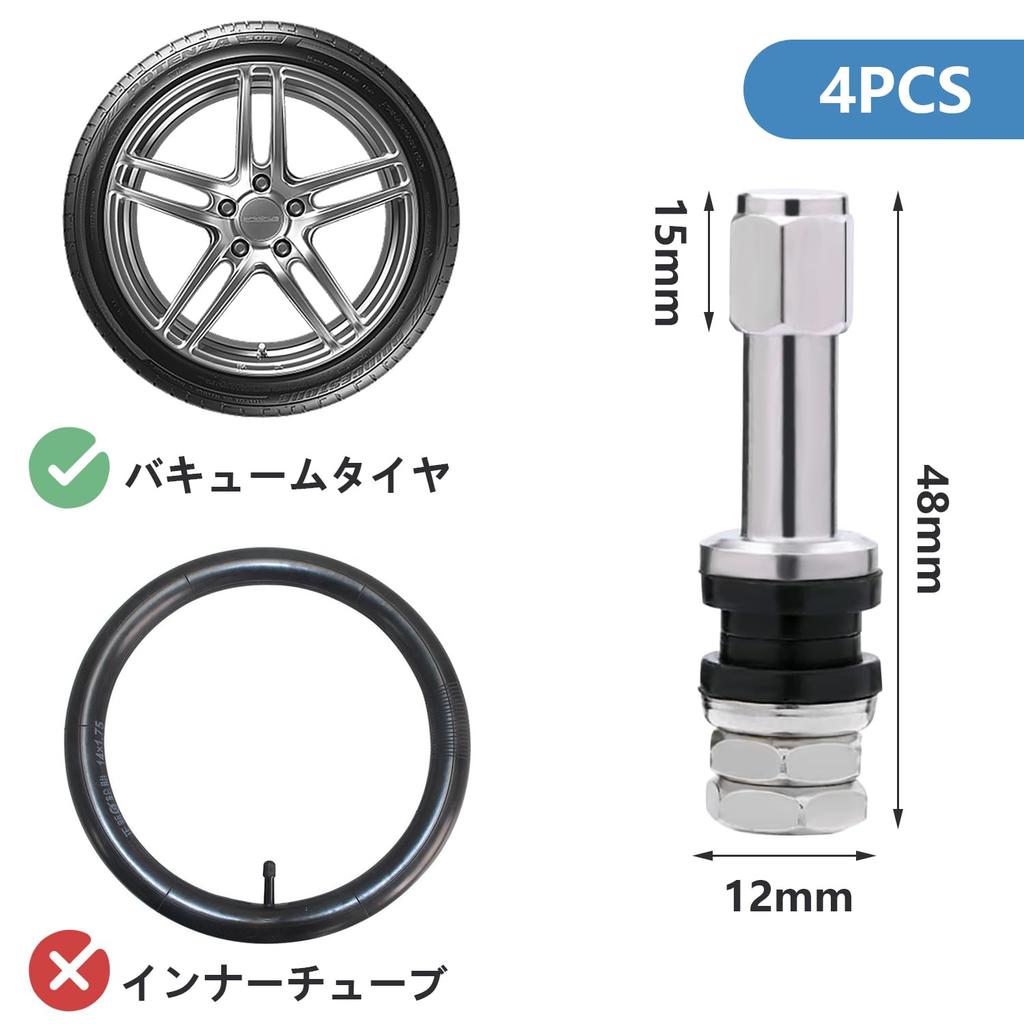 TR48E Short Stem with Dust Cap Clamp-in Valve, Metal Tire Valve, General Purpose, Tubeless