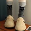 Yousheng 1 Pair Cartoon Cat Socks Autumn Winter Moisture Wicking Knitted Mid-calf Stretch Men Women Kitten Socks Sports Casual Cotton Crew Socks