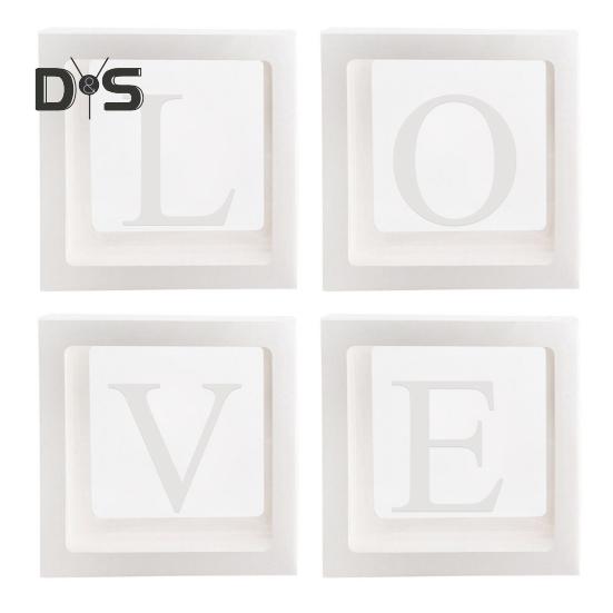 4 шт. коробка для воздушных шаров, сборка своими руками, прозрачная бумажная коробка, коробка для воздушных шаров с буквами, многоразовая штабелируемая кубическая декоративная коробка для вечеринки, свадьбы, дня рождения