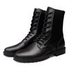 Cotton High-top Tall Cowhide Martin Boots Flat-bottomed Round Boots Work Outdoor Lace-up Side Zipper Hollow Boots Men