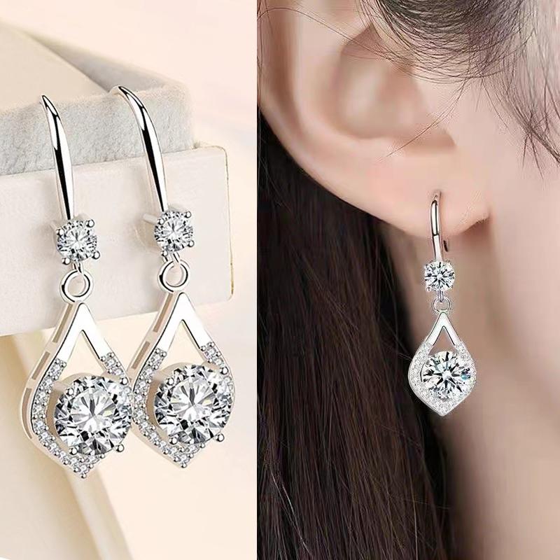 Модные женские милые фиолетовые кристаллические цирконовые серьги в виде капель воды для женщин, свадебные украшения